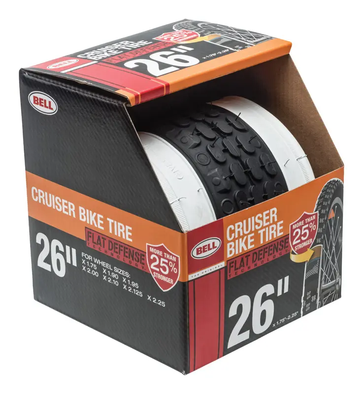 Bell Sports 7014615 Glide Cruiser Bike Tire - 26 in., Whitewall, Fits 26" Wheels