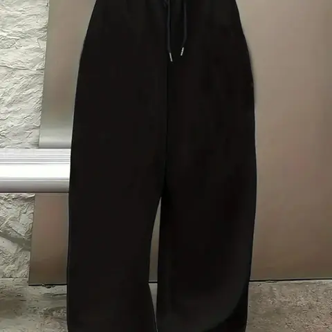 Women's Solid Drawstring Waist Sweatpants, Athleisure Pants, Casual Comfy Baggy Jogger Pants for Daily Wear, Ladies Bottoms for Spring & Fall