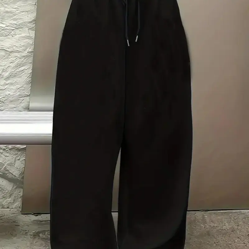 Women's Solid Drawstring Waist Sweatpants, Athleisure Pants, Casual Comfy Baggy Jogger Pants for Daily Wear, Ladies Bottoms for Spring & Fall