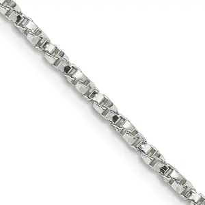 Sterling Silver 2.25MM Twisted Box Chain Necklace Womens Gold Chain Available in 16-24 Inch Lengths