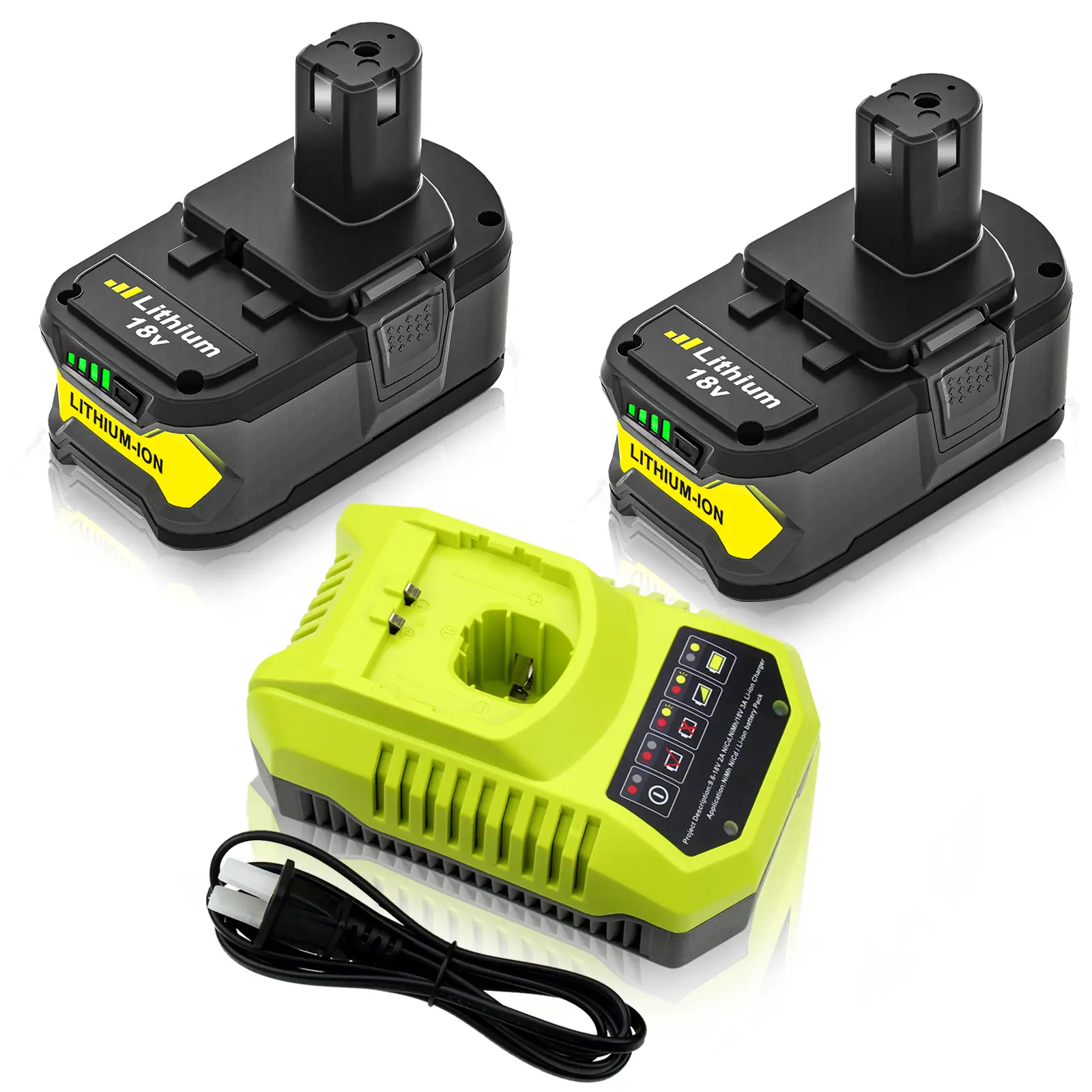 Upgraded 6000mAh Lithium-Ion Replacement Charger & Battery Combo for Ryobi 18V P102, P117 - Compatible with P103, P104, P105, P107, P108, P109, P190 Power Tools, FCC, RoHS Certified, Safety & Reliability Focused