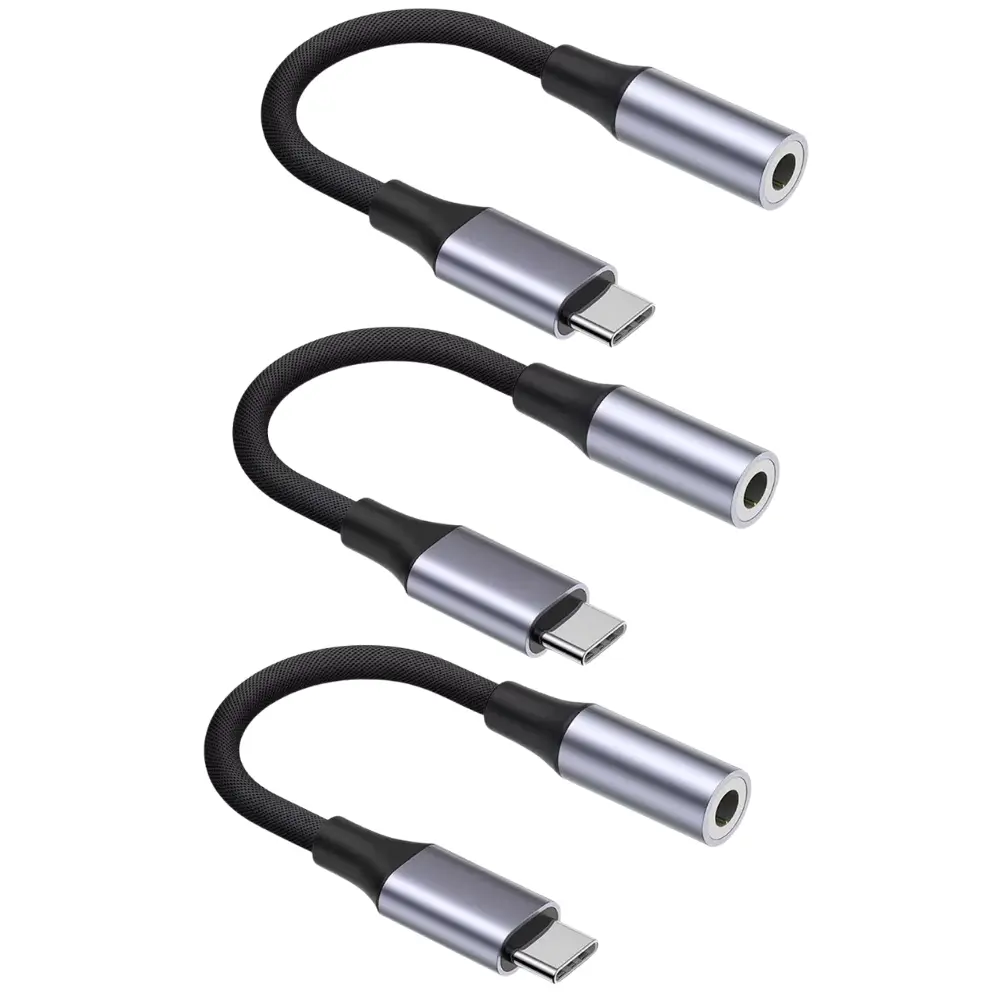 (3pcs) USB-C to 3.5 mm AUX Jack Adapter Compatible with iPhone 16 Series, iPhone 15 Series, Samsung Galaxy, Note, Pixel Devices iPad Pro, & More