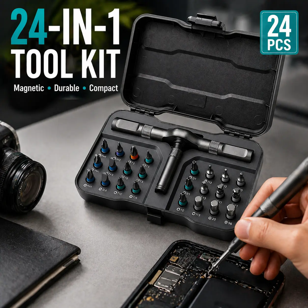 24-in-1 Multifunctional DIY Magnetic Screwdriver Set - Switchable Shape, Compact Portable Ratchet, Flat-Head & Pen-Sized Options, Home Repair Tool Box, Fathers Day Gift, Multifunctional Screwdriver, 24-In-1 Screwdriver Sets