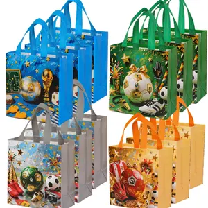 8/12 PCS World Cup Soccer Non-Woven Tote  – Lightweight & Durable, Reusable, 23x22x11cm, for Game Parties, Daily Shopping & Fan Merch Collection