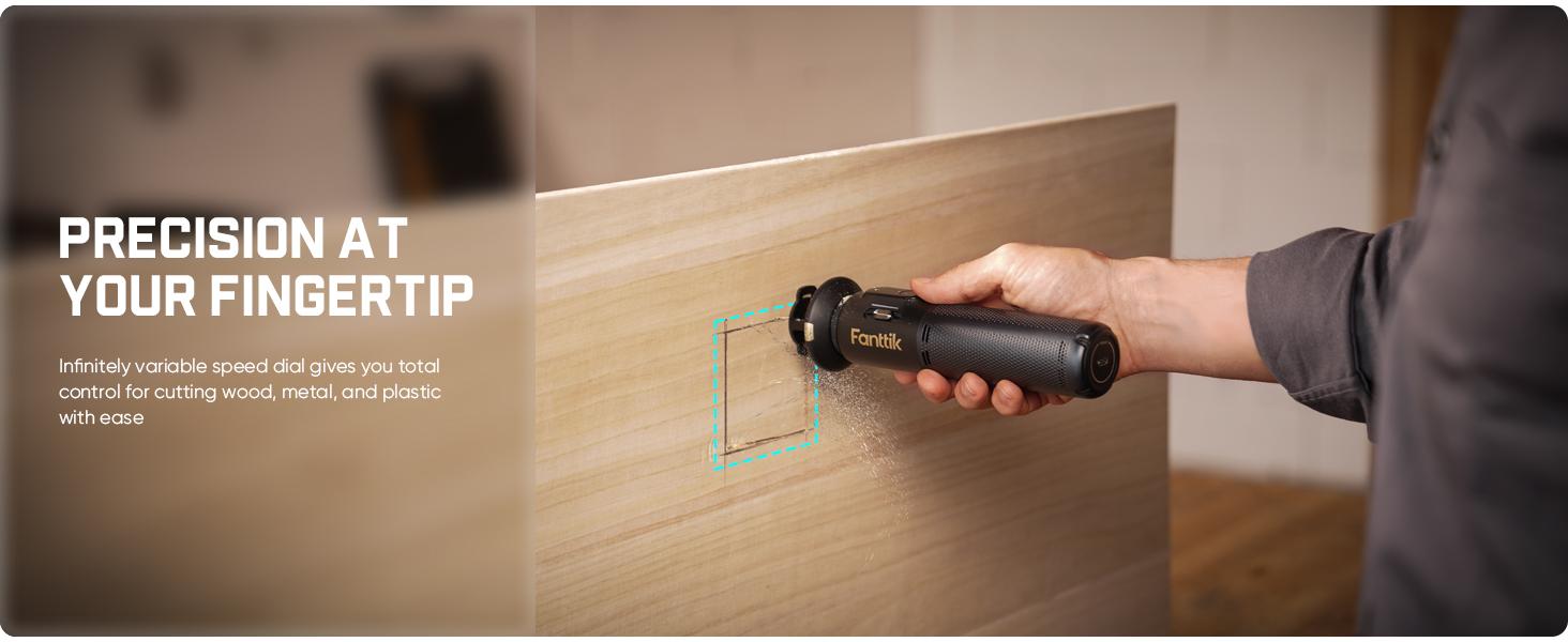 Fanttik R11 Pro Brushless Cordless Mini Reciprocating Saw, 0–2200 SPM Variable Speed, Type-C Fast Charging, Tool-Free Blade Change, 5-Blade Kit for Wood, Metal & PVC