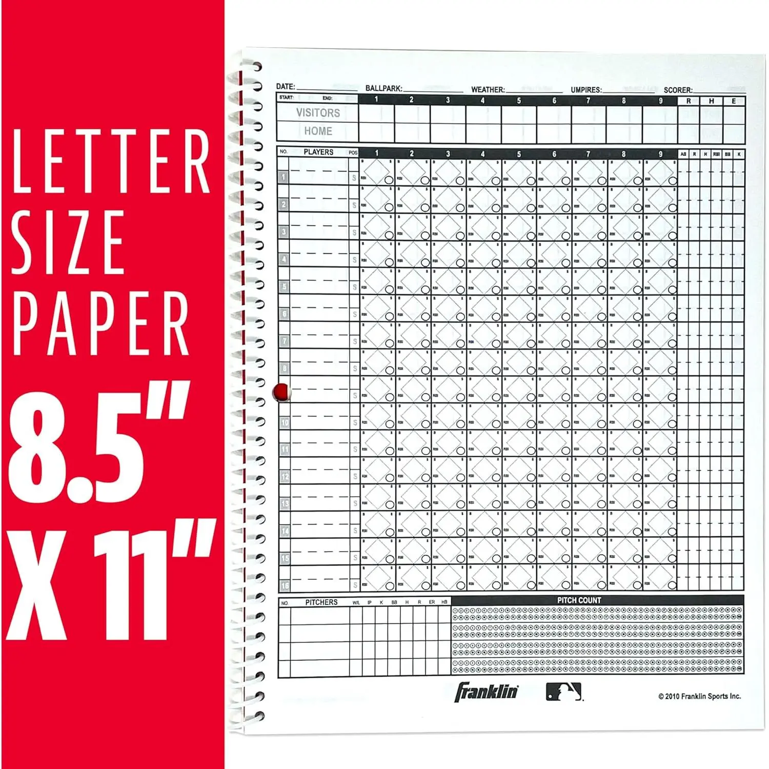 Baseball + Softball Scorebook - Book for Stats - Coaching Official Scorekeeper - 25 Games