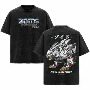 Zoids Anime Liger Zero Vintage Acid Wash T-Shirt - Premium Heavyweight 100% Cotton Oversized Streetwear Tee - Retro Mecha New Century Zero Graphic Shirt - High-Quality Gift for Anime Fans