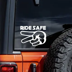PCS Ride Safe  Fingers Down Vinyl Decal ."x."for Motorcycles, Cars, Windows  Biker Respect Design, Waterproof & Durable Car Decal Sticker|#AZ (White)