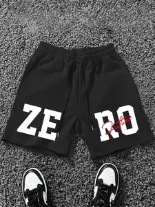 Men's Regular Fit Letter Print Zipper Pocket Shorts, Casual Comfy Breathable Shorts for Daily Outdoor Wear, Men Bottoms for Summer, Printed Shorts