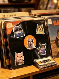 50PCS Random Funny Cat Stickers Sets - Multiple Styles Kawaii Kitten Meme Vinyl Waterproof Decals for Kindle, Laptop, Hydro Flask, Phone Case Cat Art Gifts for Cat Lovers  - High Quality Assorted Animal Sticker Pack