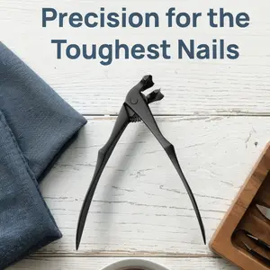 Professional Bent Long Handle Toenail Clipper for Seniors – Cuts Thick/Hard Nails, Large Anti-Splash Stainless Steel Bent Head, Metal File, Ergonomic Long Handle, Matte Black. A Thoughtful Gift for Parents.