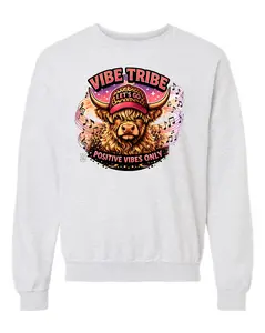 Vibe Tribe Positive Vibes Only Shirt | Highland Cow Graphic Tee Hoodie Sweatshirt | TikTok Live Engagement Room Merch | Up to 5XL