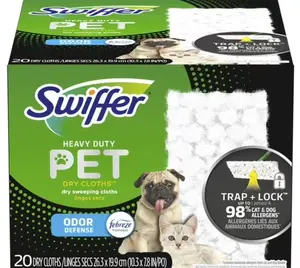 Swiffer Sweeper Pet Heavy Duty Dry Multi-Surface Cloth Refills, Floor Cleaner, 20 count