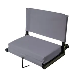 212 MAIN Outdoor Folding Stadium Seat Chair - Steel Frame, Large 18x14x16 in Size, Portable Design, Back Support, Gray Outdoor Chair for Bleacher Use, Outdoor Folding Chairs