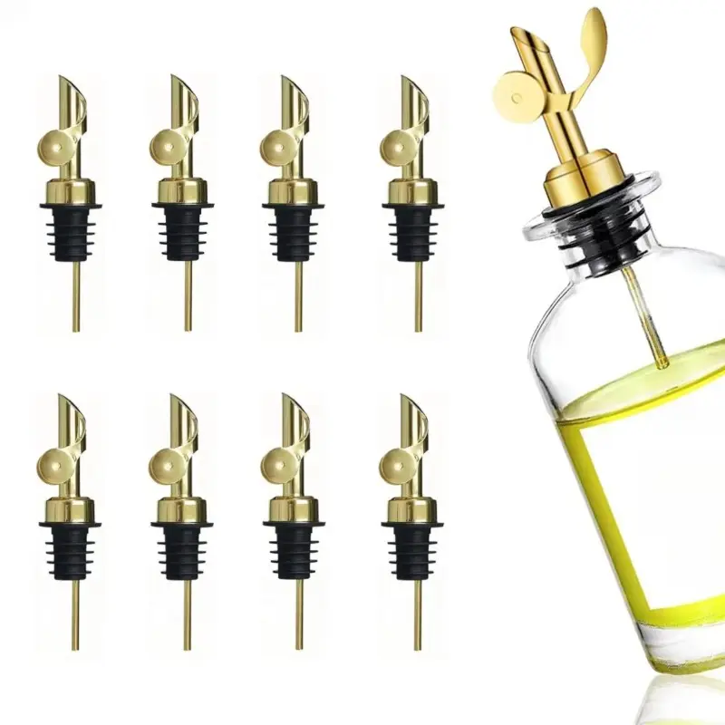 4/8 Pack Gold Speed Pour Spout |     304 Food-Grade Stainless Steel |     Leak-Proof Universal Fit for Wine & Liquor |     Bartender Essential Gift for Home Bar