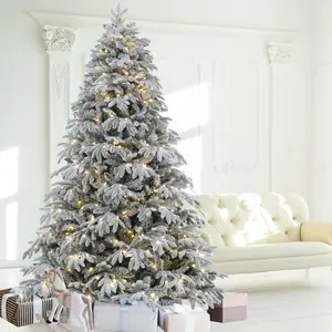 【BIG DEAL】Silvanest 2025 4/6/7 FT Pre-Lit Artificial Tree with multi color and warm light, 10 Functions Snow Frosted Auto Hinged Spruce Xmas Tree for Holiday Decorations Supplies & Christmas Gift