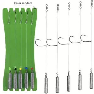 10 Pack Drop Shot Fishing Rigs - Rolling Barrel Swivel, Snell Hook, Lead Weight, Fluorocarbon Line & Mixed Color Bass Lure Set for Freshwater Wacky Worm Fishing Rotating Metal Spinner Lure