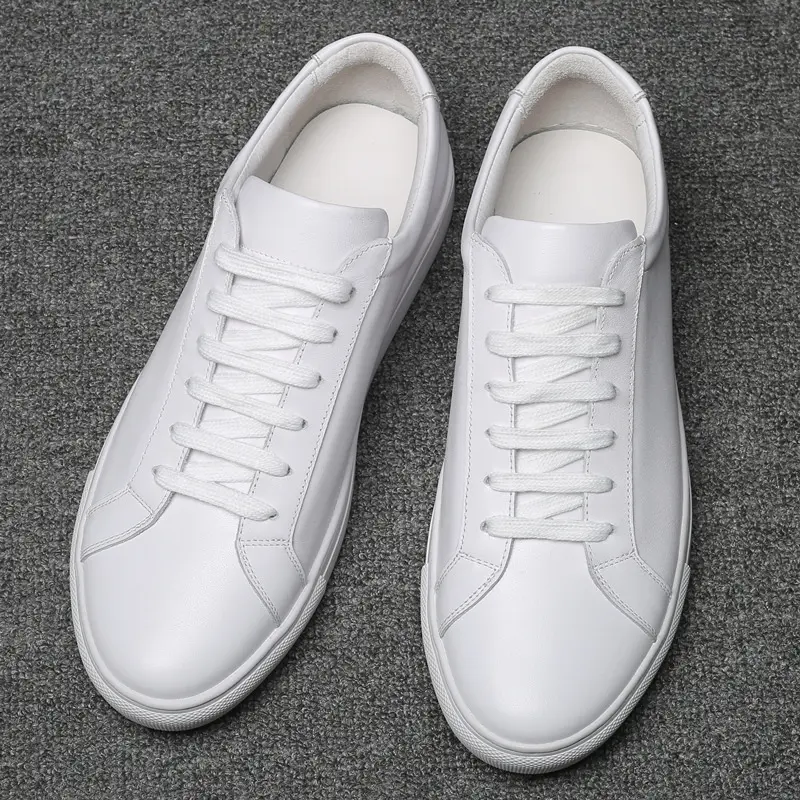 Men's casual leather shoes with thick soles and small white shoes, Korean-style trendy shoes, versatile white shoes
