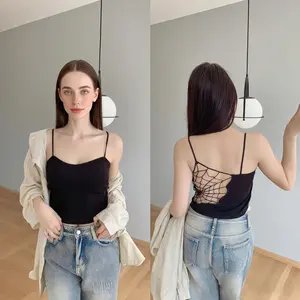 2025 New White Camisole Vest for Women Summer Inner Wear with Chest Pad Spider Web Beautiful Back Bra Integrated Sweet Spicy Girl Tube Womenswear Tops Workout Tops Spaghetti Strap Basic Workout Sets Women Sports Bra