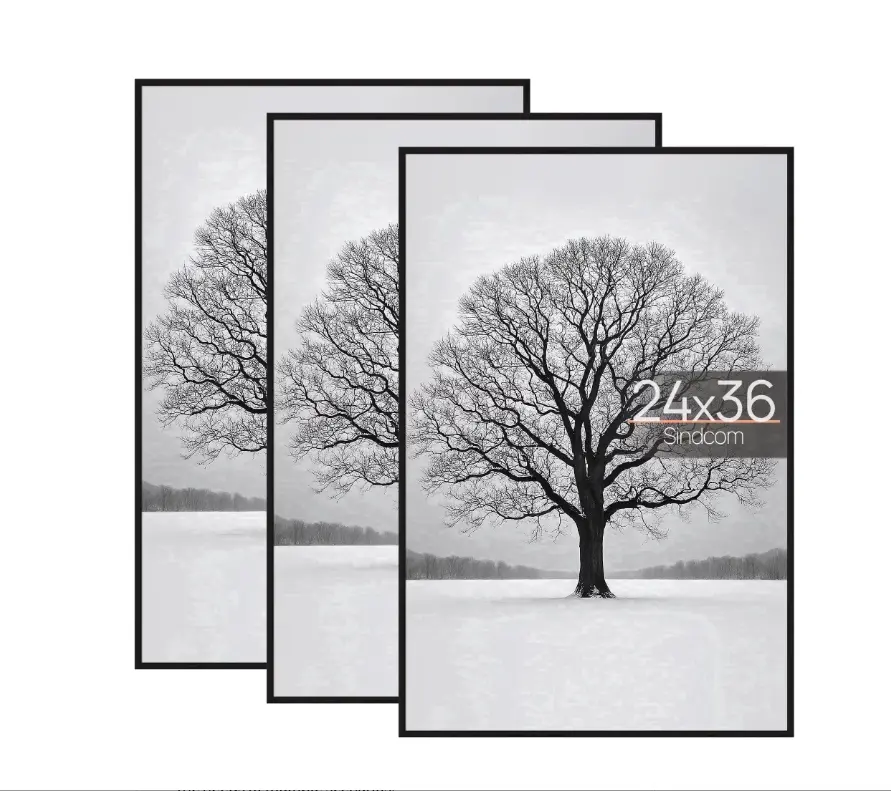 24x36 Picture Frames, Gallery Wall Poster Frames Set of 3, Black
