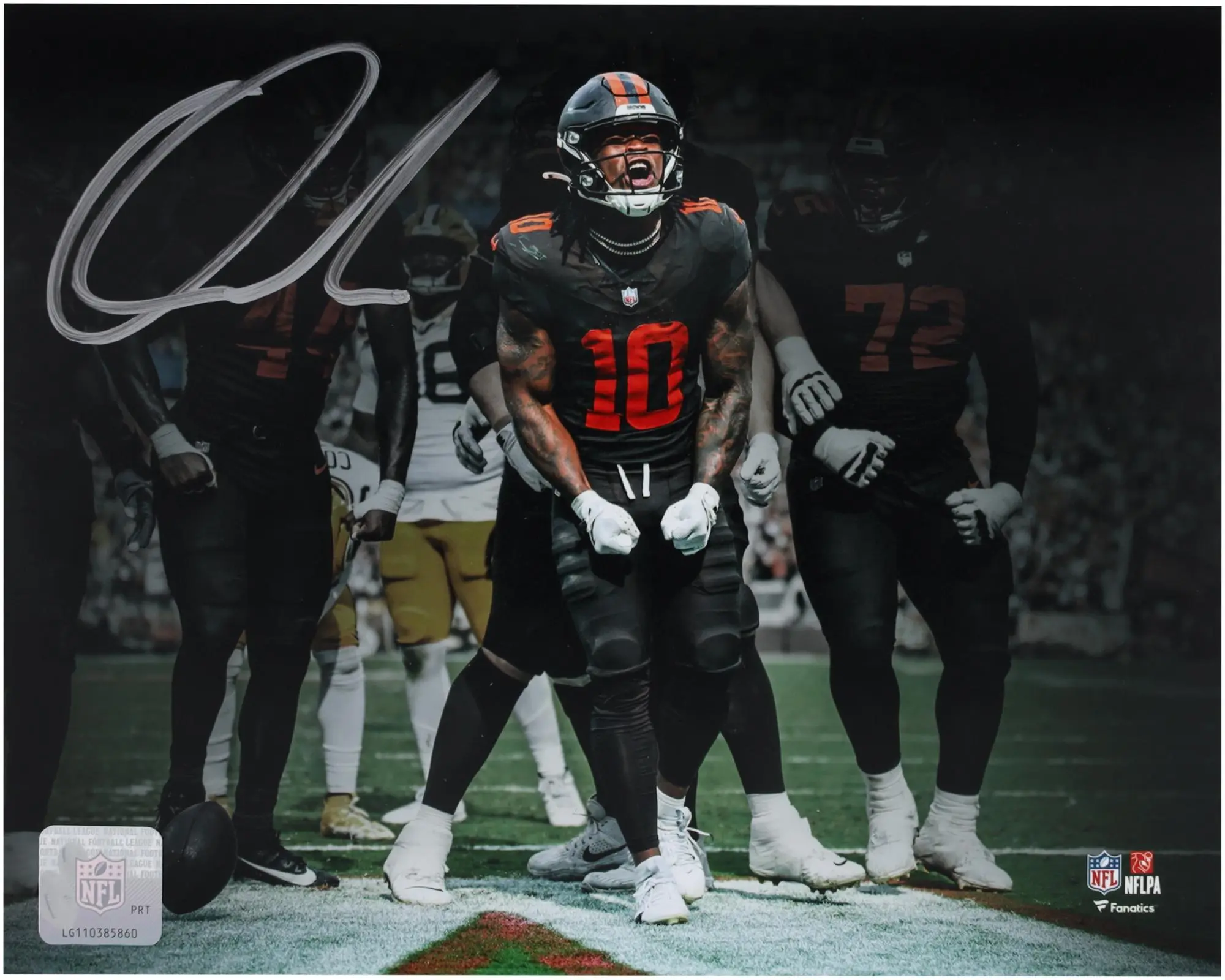 Quinshon Judkins Cleveland Browns Autographed "8 x 10" Touchdown Celebration Spotlight Photograph - Fanatics Authentic Certified
