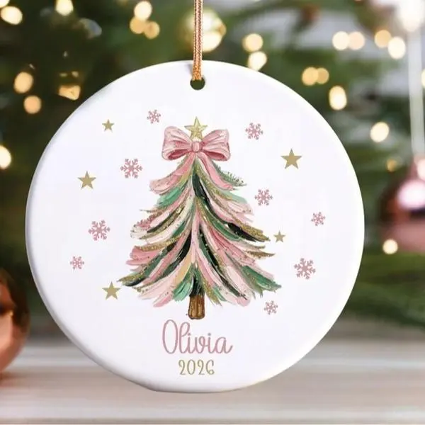 Girls Christmas Ornament, Personalized Coquette Christmas Ornament, Custom Kids Christmas Ornament, Stocking Stuffer for Girl