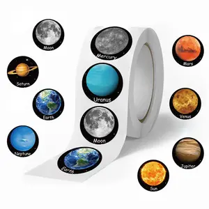 Planet Solar System Sticker (500pcs/roll), Planet Sticker with 11 Planets, Outer Space Sticker for Educational Decorations Supplies, Ornaments