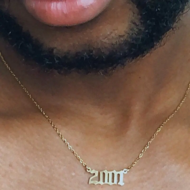 Stainless Steel Birth Year Chain Necklace for Adults - Gold-Tone Design