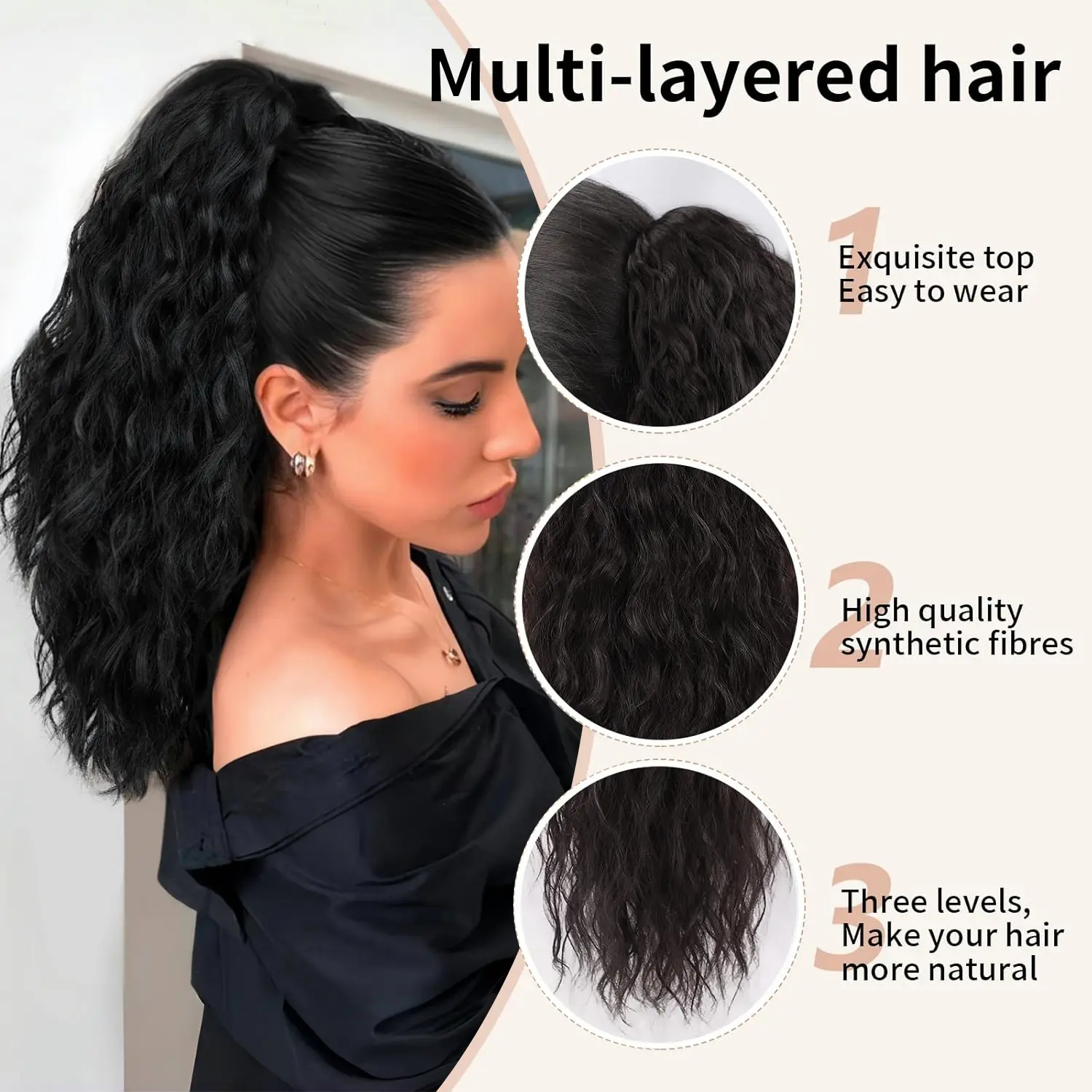 Iridescent Claw Ponytail Extension Black Brown 18" Curly Pony Tail Clip in Hair Extensions for Women Fluffy Natural Looking Synthetic Hairpiece for Daily Use Iridescent Claw Ponytail Extension Black Brown 18" Curly Pony Tail Clip in Hair Extensions for Women Fluffy Natural Looking Synthetic Hairpiece for Daily Use