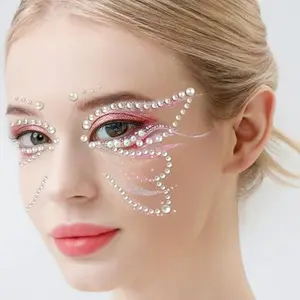 Self-Adhesive Face Gems & Pearls, Festival Rhinestone Stickers for Makeup, Hair, Eyes & Body Decoration