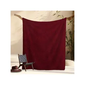 Luxurious Deep Burgundy Flannel Throw Blanket - Bedspread All-Season Cozy, Elegant Bed Cover &, Washable Home, Office, Travel, Or - Deep Burgundy Color
