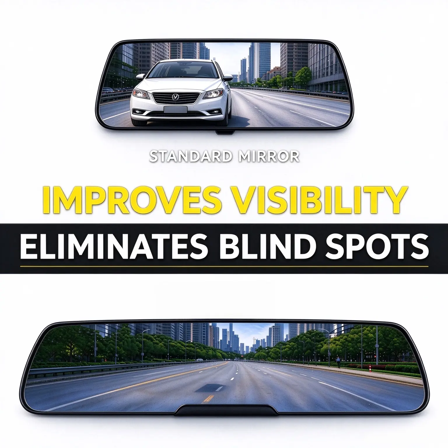 12 Inch Panoramic Car Rearview Mirror, Built-In Aromatherapy Air Freshener,White/blue | clip-on installation, HD viewing surface, fits most cars, SUVs, and trucks, car interior accessories,Includes 3 fragrance sticks
