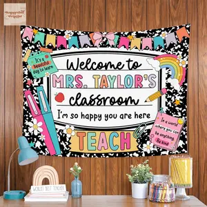 Composition Notebook Teacher Classroom Tapestry, Back To School Gift, Teacher Gift, Custom Teacher Name Tapestry, Welcome to Classroom Decor
