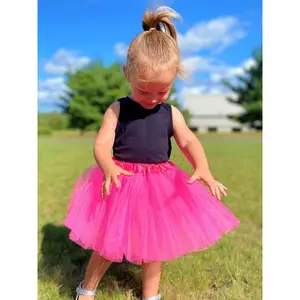 Neon Pink Tutu Skirt for Girls – 3-Layer Tulle Ballet, Dance, and Dress-Up Costume Skirt