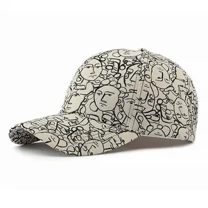 Retro Graffiti Peaked Sun Protection Hat - Adjustable Size Outdoor Sport Cap with Breathable Shade, Dome Crown, and Original Design