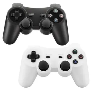 Wireless PS3 Controller 2 Pack for PlayStation 3 Slim & Pro, Dual Shock Bluetooth Gamepad with 6-Axis Motion, 500mAh Rechargeable Remote Control, Black & White, Ideal Gift