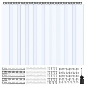 Clear PVC Strip Curtain, 96 Inch High, 60 Inch Wide, 0.08 Inch Thick, 10-Pack Walk-In Freezer Curtain Strips, Smooth Waterproof Plastic Door Strips For Warehouse, Freezer, Garage Doors, Industrial Temperature Control
