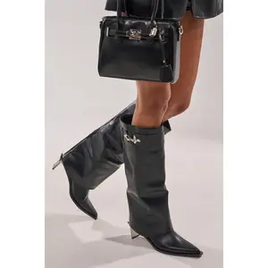 AZALEA WANG CHRONO BLACK METAL HEEL BOOT