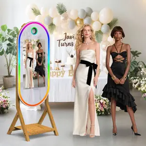 55" Mirror Photo Booth with 32" Touchscreen, DSLR Photo Booth Includes RGB Fill Light & Flight Case for Wedding Parties Events