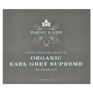 Harney & Sons Black Tea, Organic Earl Grey Supreme, 50 Tea Bags, 3.17 oz (90 g)