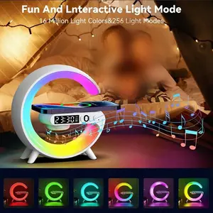 Multifunctional speaker, wireless speaker, Stereo, with phone charger, adjustable light alarm clock, sunrise simulation, night light, desktop audio system, USB Type-C, button control, 5.2 surround sound, rechargeable lithium polymer battery