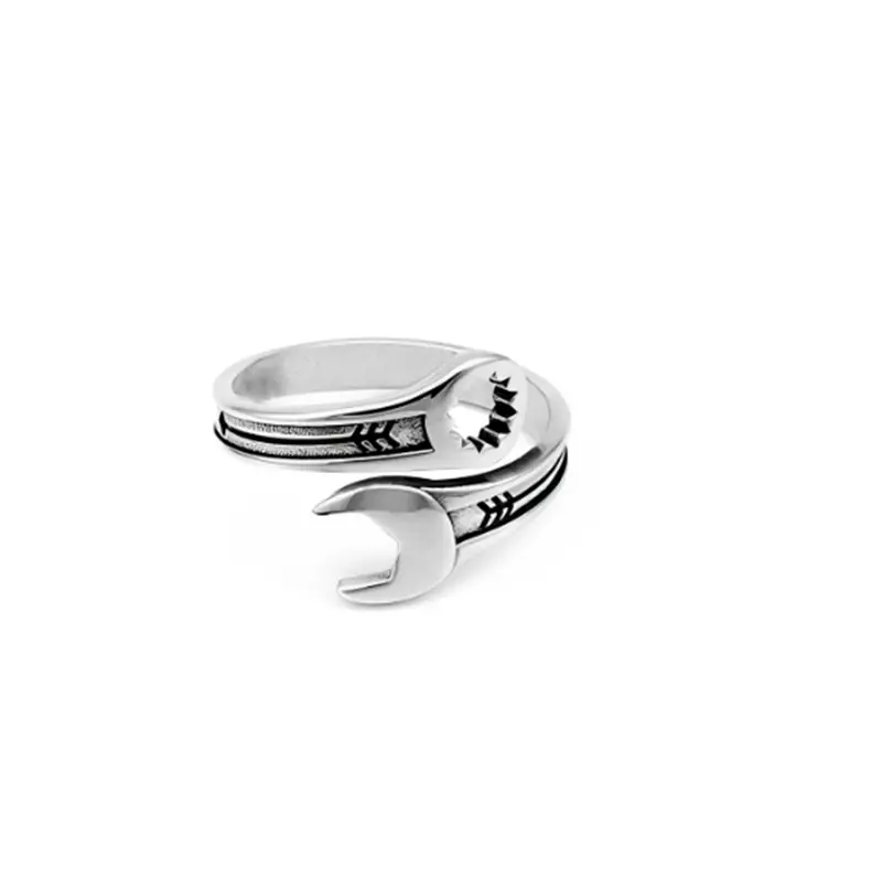 Fashionable men's vintage wrench ring, personalized men's ring, distressed niche accessory