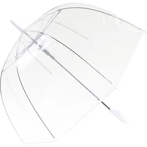 Clear Bubble Umbrella Curved Handle Sturdy Plastic Transparent Dome 8 Ribs Auto Open Stick Umbrella