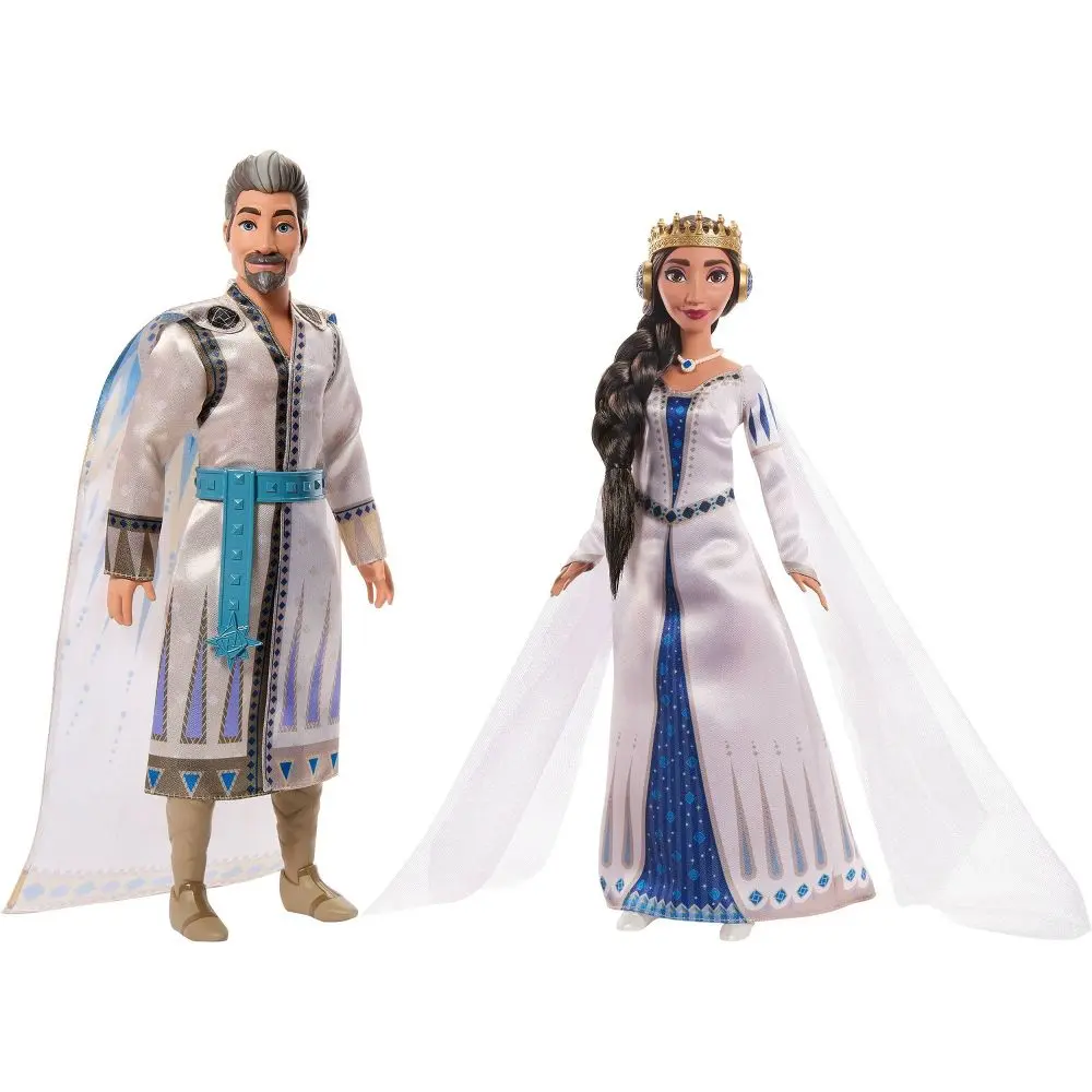 Disney Wish King Magnifico & Queen Amaya of Rosas Dolls 2-Pack Posable Fashion Dolls in Removable Outfits