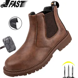 New Waterproof Men's Safety sneaker non-slip Work Boots Steel Toe Shoes Anti Impact And Anti-Puncture Protective Shoes Indestructible soles Fathersdaygift Boy stylish Worker  Brown trendy protection footwear lifesaver boot construction site
