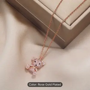 Rhinestone Bear necklace