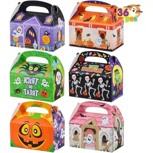 36 PCS Halloween Treat Boxes Candy Boxes Trick or Treat Cardboard Cookies Goodie Bags for Kids Halloween Party Favor Supplies, Classroom Exchange Goody Bags, Holiday Pastries, Cupcakes