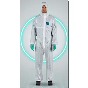 Unisex Durable Hooded Disposable Protective Suit Coverall for Work and DIY Chemical-Resistant, Elastic, Industrial 8 Sizes