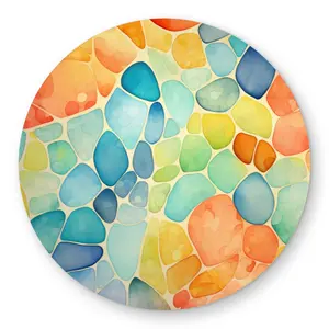MWW C1COAR55I37130 5 x 5 ft. Blobs Orange Outdoor Round Area Rug - Home Decor Accent