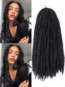 18 Inch 8 Packs Marley Twist Braiding Hair Long-Lasting Marley Hair Fluffy&Tangle-Free Cuban Twist Hair for Braiding  Crochet Hair Natural Look Synthetic Spring Afro Kinky Twist Hair Extensions Natural Black 1B#